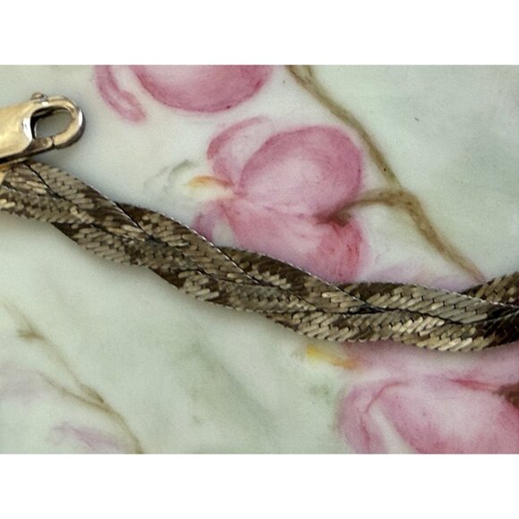 Vintage 80s Braided 925 Silver Herringbone Bracelet 7.5" - Picture 5 of 10